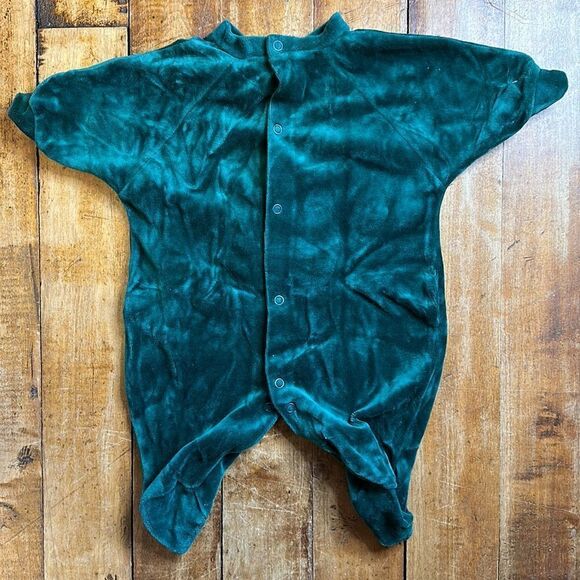 Little Me My First Christmas Outfit 3 months green velour Christmas vintage - Picture 5 of 5